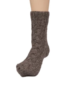 Pure Wool Hand Knit Chunky Warm Aran Cable Pattern Unlined Ladies Winter Socks SCSK002 - Image 4