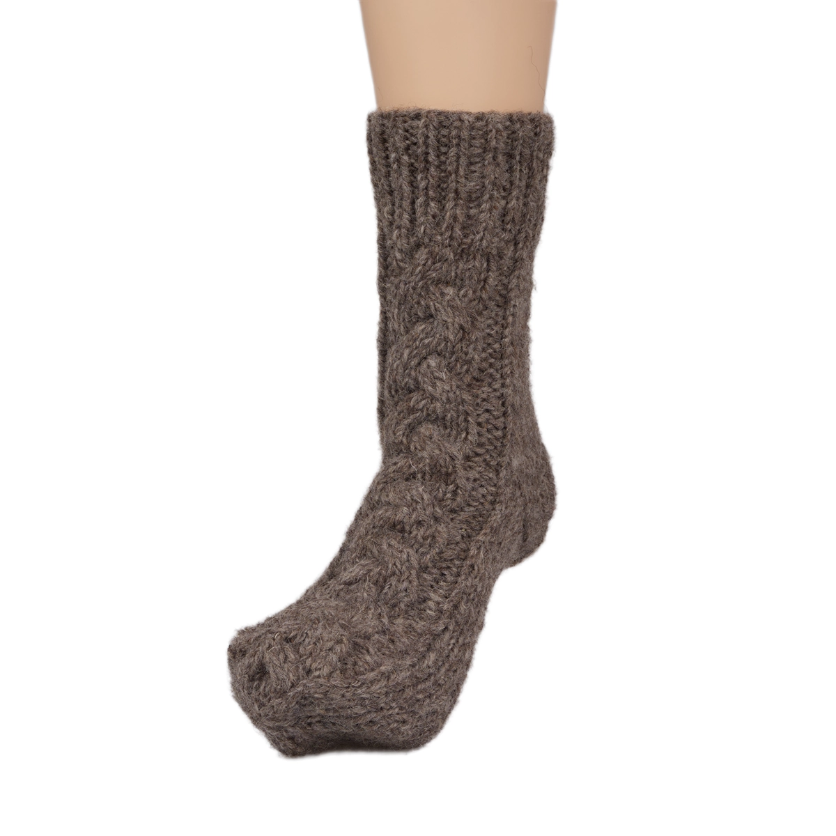 Pure Wool Hand Knit Chunky Warm Aran Cable Pattern Unlined Ladies Winter Socks SCSK002 - Image 4