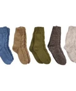 Pure Wool Hand Knit Chunky Warm Aran Cable Pattern Unlined Ladies Winter Socks SCSK002 - Image 2