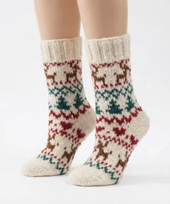 Alternative view of Pure Wool Hand Knit Chunky Warm Ladies Christmas Socks SCSK008