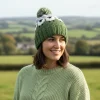 Pure Wool Hand-knitted Wool Bobble Beanie PN005PP Sheep Wool Green