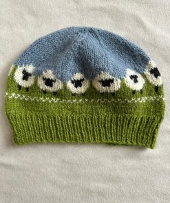 Pure Wool Unisex Bobble Beanie Fine Knit Sheep Sky Blue - Image 3
