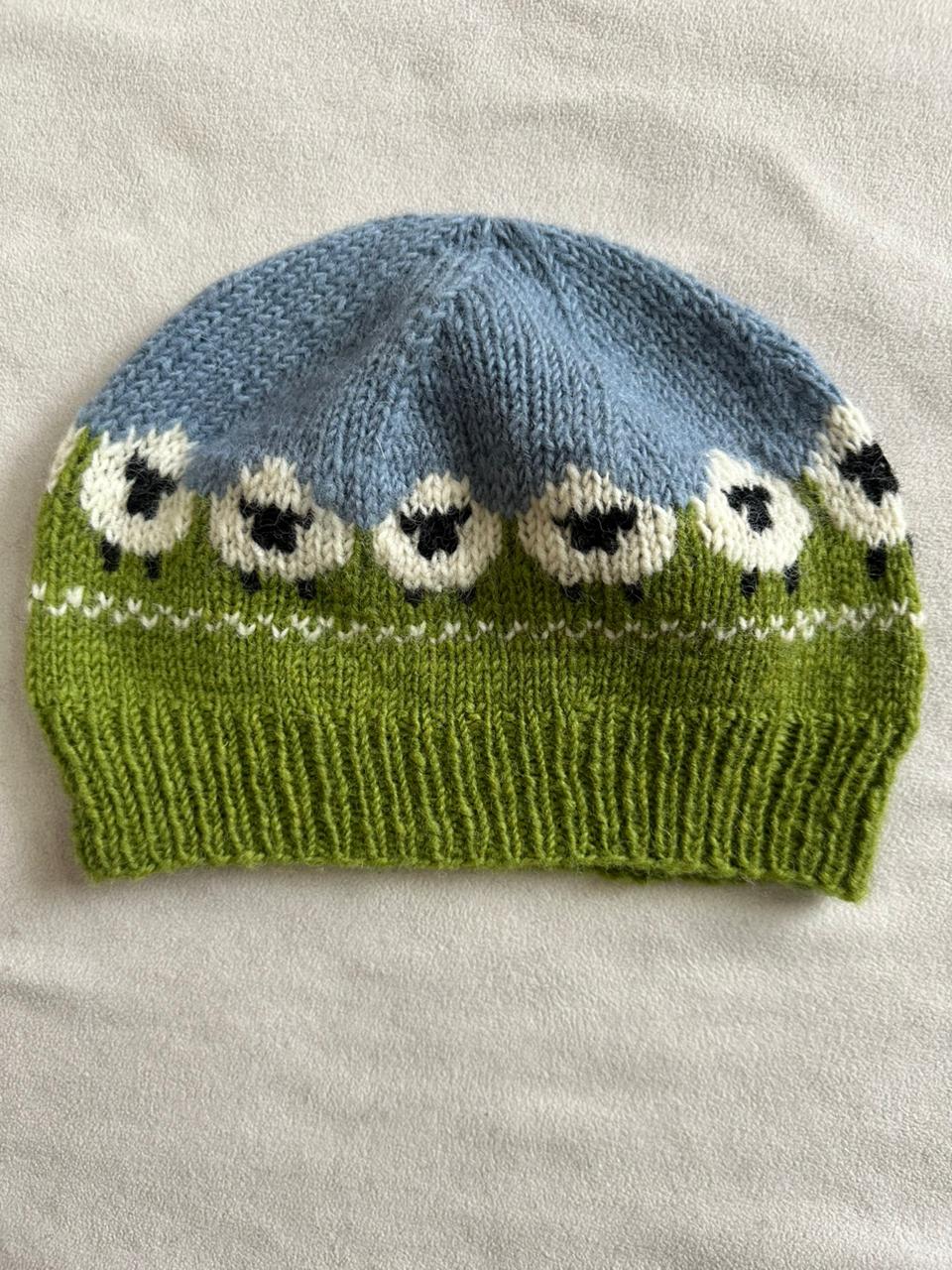 Pure Wool Unisex Bobble Beanie Fine Knit Sheep Sky Blue - Image 3