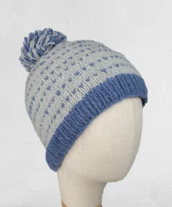 Hand-knit Wool Bobble Beanie PN022 Fine Knit
