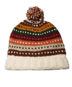 Hand Knitted Pure Wool  Roll Back Winter Hat Bobble Beanie KS02