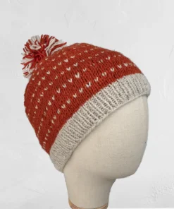 Hand-knit Wool Bobble Beanie PN022 Fine Knit
