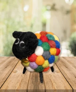Handmade Multicoloured Felt Sheep Ornament Farm Animals