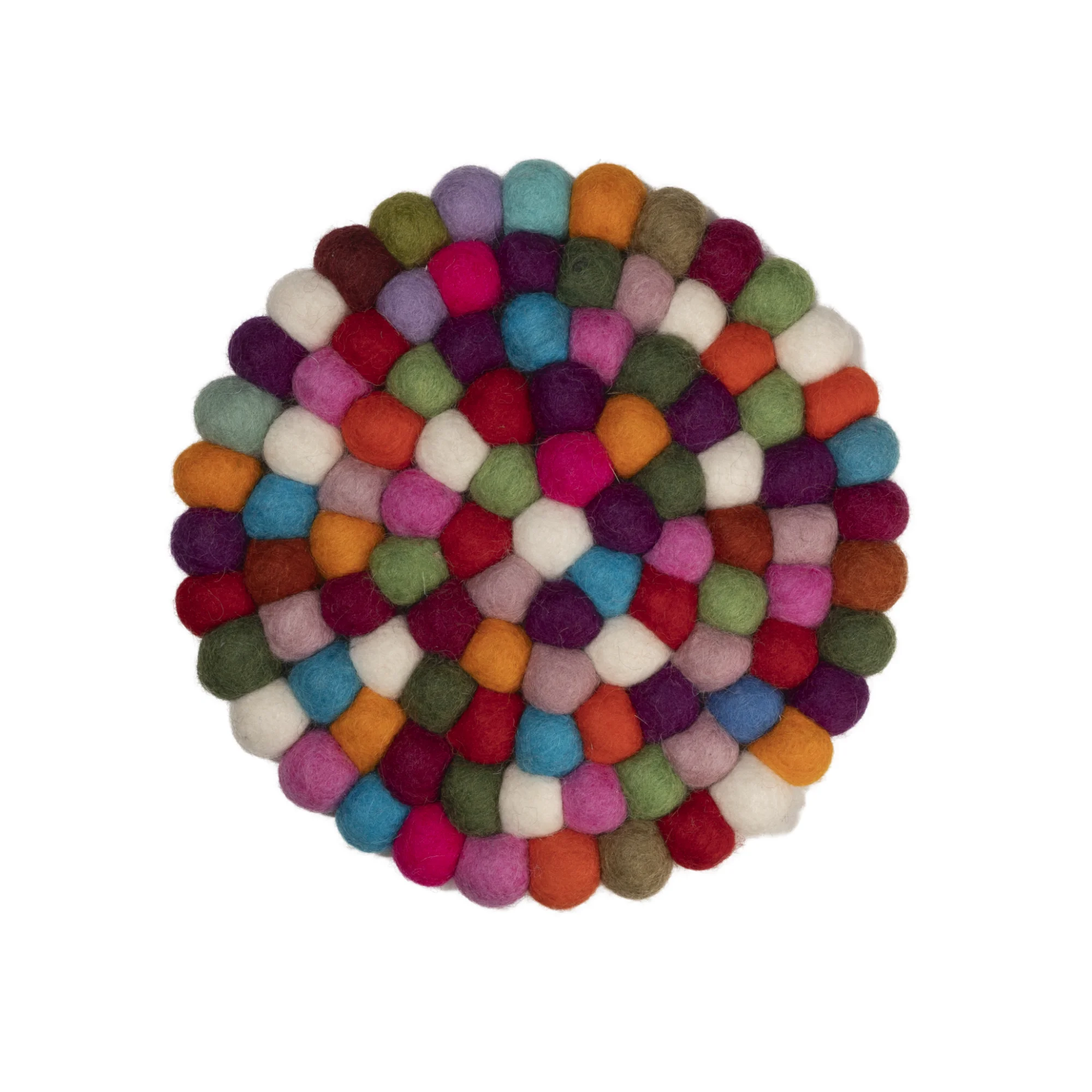 Handmade Multicoloured Wool Felt Ball Placemat Table Decor Colourful Trivets 20CM