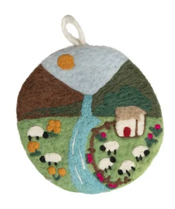 Handmade Needle Felted Art Irish Irish Cottage and Sheep 18cm