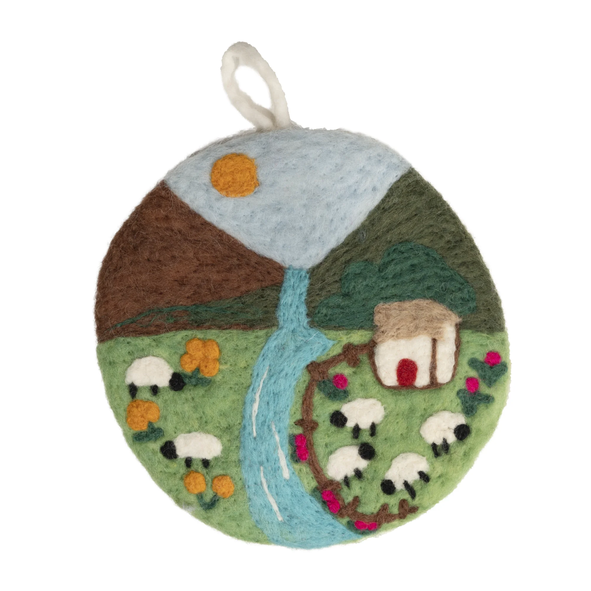 Handmade Needle Felted Art Irish Irish Cottage and Sheep 18cm