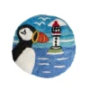 Handmade Needle Felted Coasters Puffin and Lighthouse Set of 4pcs