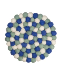 Handmade Wool Felt Ball Placemat Table Decor 20CM Blue