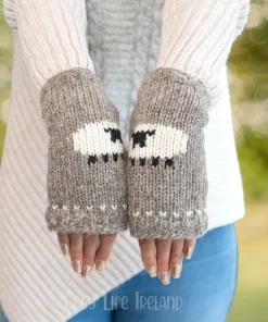 Pure Wool Hand Knitted Fingerless Mitten Or Handwarmer Flock Of Sheep Rc18 2
