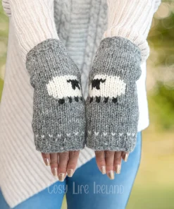 Pure Wool Hand Knitted Fingerless Mitten Or Handwarmer Flock Of Sheep Rc18