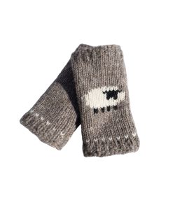 Pure Wool Hand Knitted Fingerless Mitten Or Handwarmer Flock Of Sheep Rc18 Light Brown