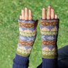 Pure Wool Hand Knitted Fingerless Mitten Or Handwarmer Olive Green Tc05 2