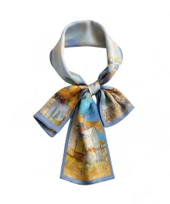 100% Mulberry Silk Scarf Versatile Double-sided Long Scarf Oil Painting Of Golden Autumn Design