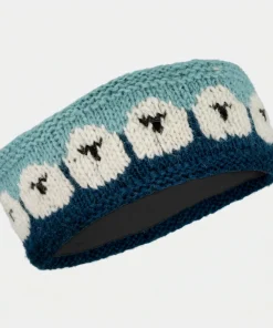 Alternative view of Pure Wool Hand Knitted Headband Sheep Design NC003HB Teal
