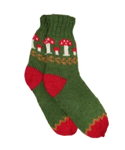 Alternative view of Pure Wool Warm Ladies Winter Socks Fleece Lined Mushroom Design PNSK006 Fine Knit