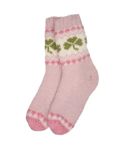 Alternative view of Pure Wool Warm Ladies Winter Socks Shamrock Design PNSK002 Fine Knit