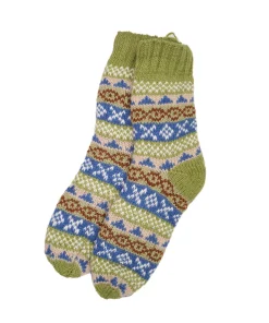 Alternative view of Pure Wool Warm Ladies Winter Fleece Lined Socks Fair Isle Pattern PNSK007 Fine Knit