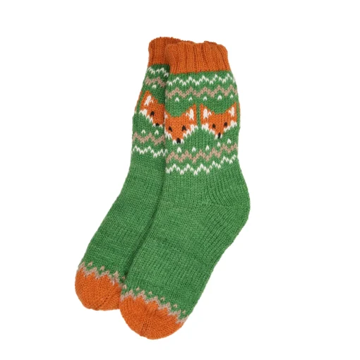 Pure Wool Warm Ladies Winter Socks Fleece Lined Fox Design PNSK001 Fine Knit - Image 2
