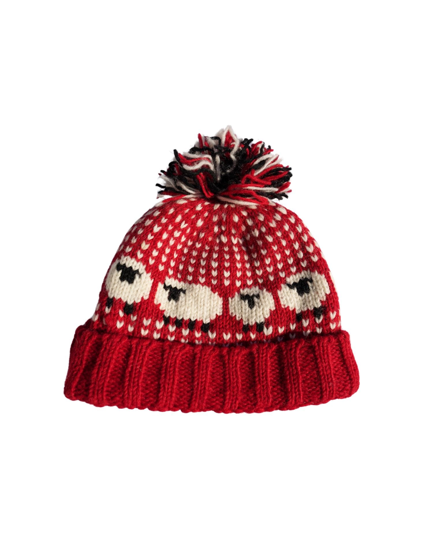 Flock Of Sheep Roll Back Winter Red Hat Bobble Beanie Rc22 2