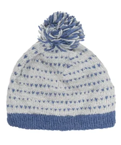 Hand-knit Wool Bobble Beanie PN022 Fine Knit - Image 3