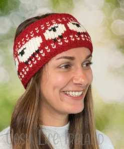 Hand Knitted Pure Wool Flock Of Sheep Headband Red Rc22