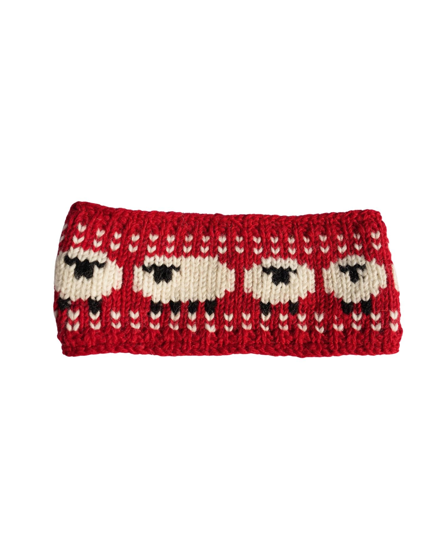 Hand Knitted Pure Wool Flock Of Sheep Headband Red Rc22