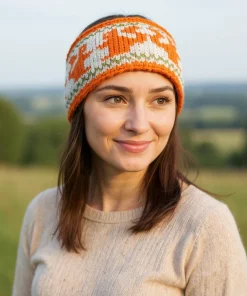 Alternative view of Hand Knitted Pure Wool Red Squirrel Headband HB76B