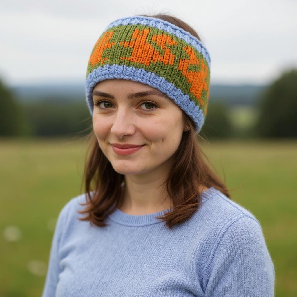 Hand Knitted Pure Wool Red Squirrel Headband HB76B