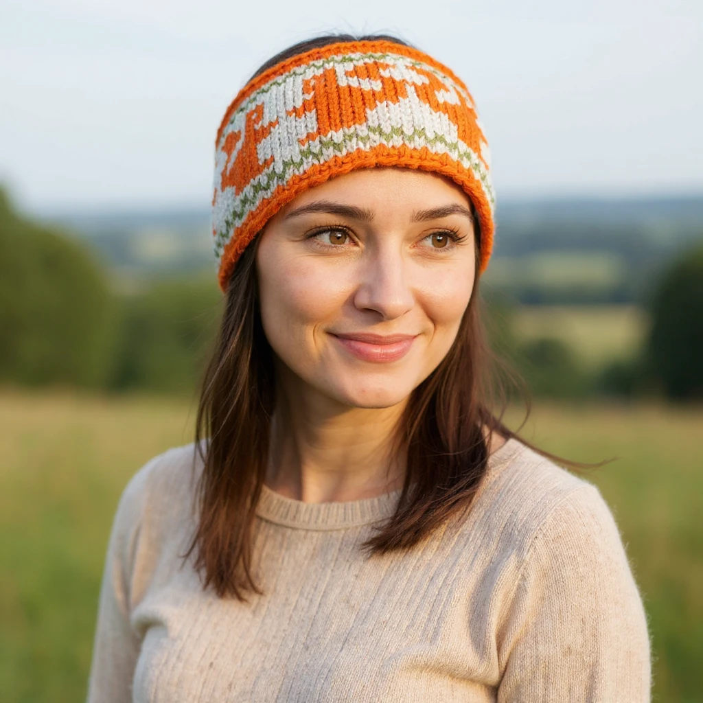 Hand Knitted Pure Wool Red Squirrel Headband HB76B - Image 2