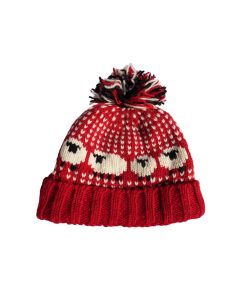 Flock Of Sheep Roll Back Winter Red Hat Bobble Beanie Rc22 2