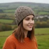 Hand-Knitted Supersoft Merino Unisex Beanie Unlined With Tradition Aran Stitching Earth Brown PN010