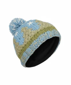 Kids Pure Wool Hand-knit Bobble Beanie Blue PN098 - Image 2