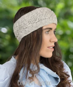 Pure Wool Hand Crocheted Headband And Ear Warmer Hb051 Grey
