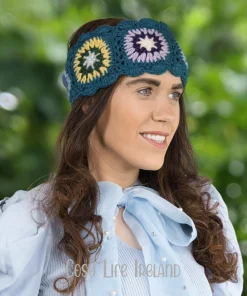 Pure Wool Hand Crocheted Headband And Ear Warmer Teal Hb056