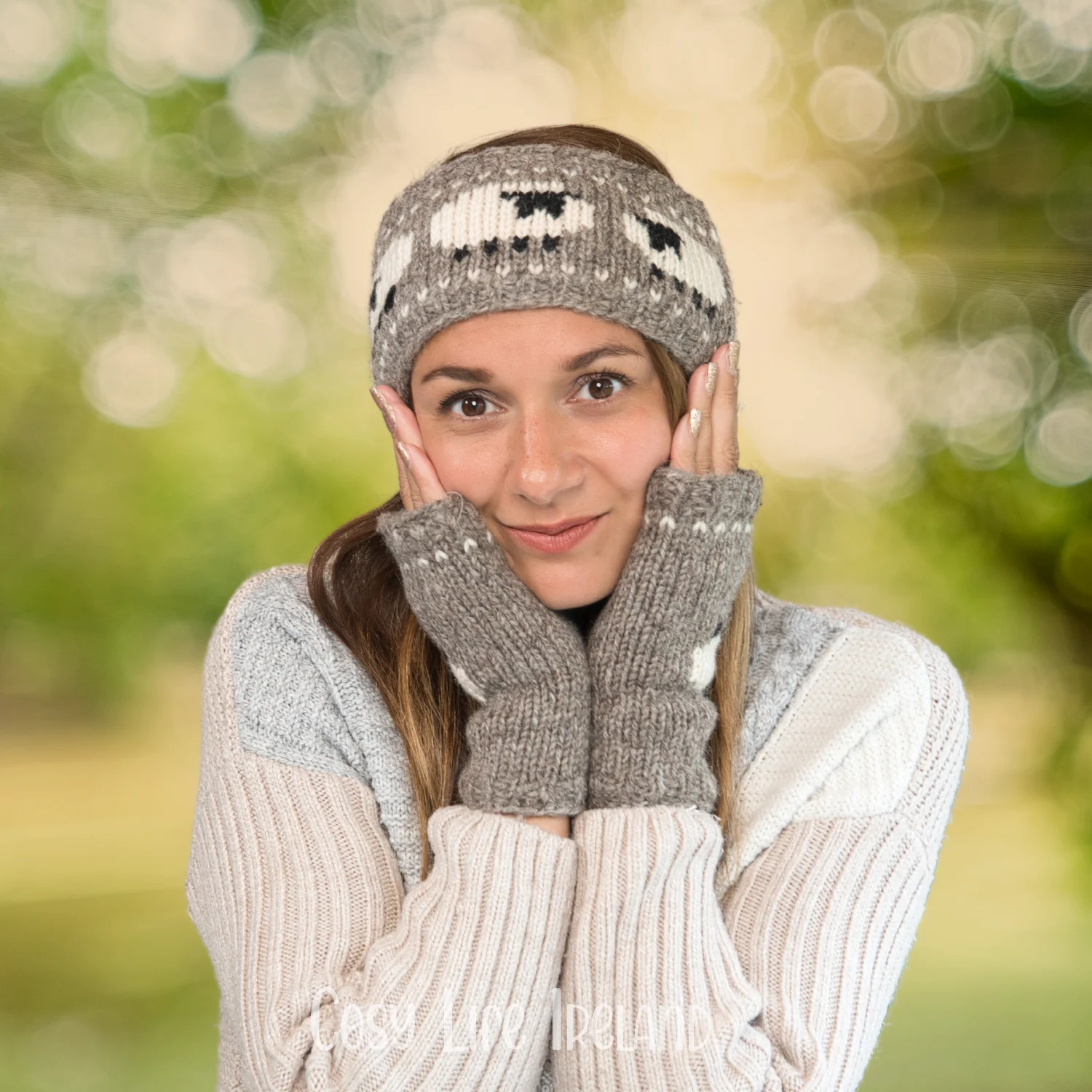 Pure Wool Hand Knitted Fingerless Mitten Or Handwarmer Flock Of Sheep Rc18 3