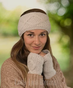 Pure Wool Hand Knitted Headband And Ear Warmer Aran Knit Rc16