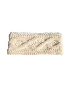 Pure Wool Hand Knitted Headband And Ear Warmer Aran Knit Rc16 Cream