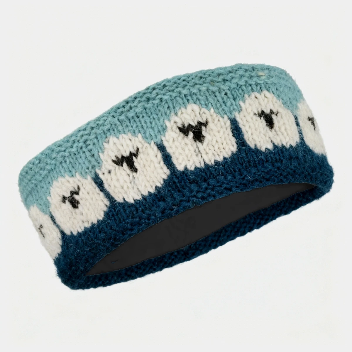 Pure Wool Hand Knitted Headband Sheep Design NC003HB Teal - Image 2