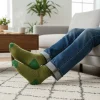 Pure Wool Handknit Men's Lounge Socks Chunky Knit PN01LS Green