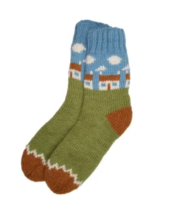 Alternative view of Pure Wool Warm Ladies Winter Socks Fleece Lined Irish Cottage Design PNSK008 Fine Knit