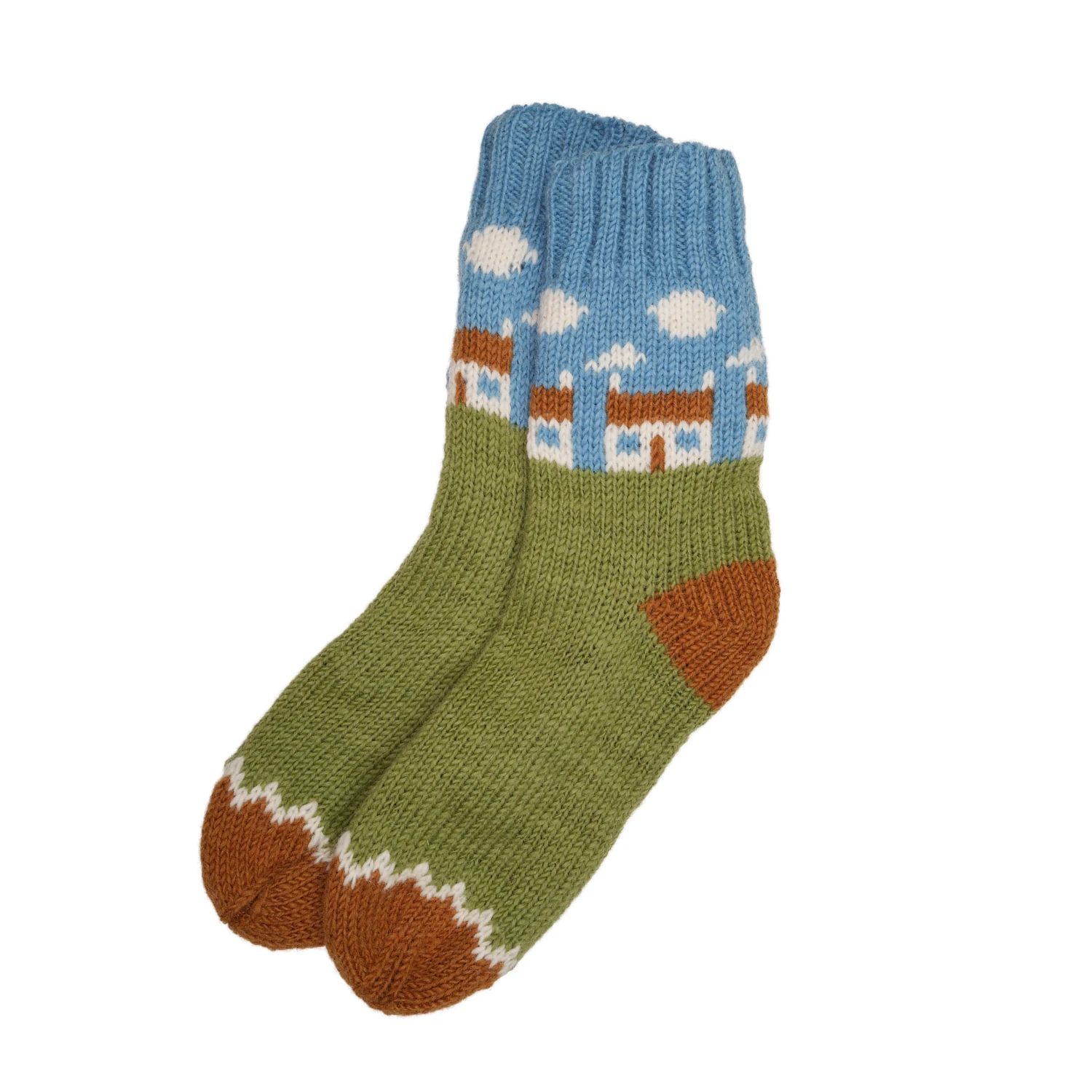 Pure Wool Warm Ladies Winter Socks Fleece Lined Irish Cottage Design PNSK008 Fine Knit - Image 2