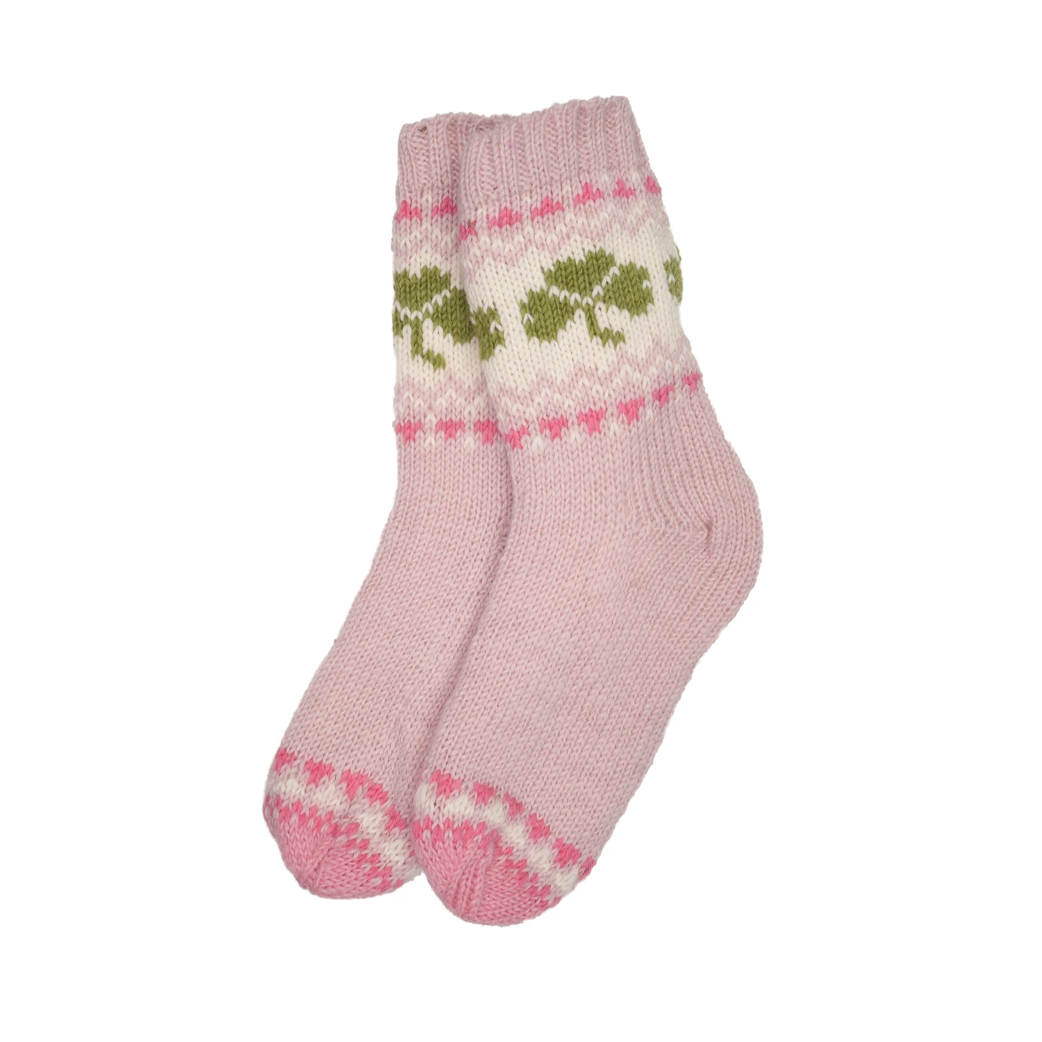 Pure Wool Warm Ladies Winter Socks Shamrock Design PNSK002 Fine Knit - Image 2