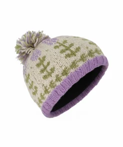 Alternative view of Hand Knit Pure Wool Bobble Beanie Lavender Design PN040 Fine Knit