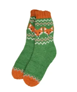 Alternative view of Pure Wool Warm Ladies Winter Socks Fleece Lined Fox Design PNSK001 Fine Knit