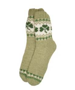 Pure Wool Warm Men's Winter Socks Fleece Lined Shamrock Design PNSK003 Fine Knit - Image 2