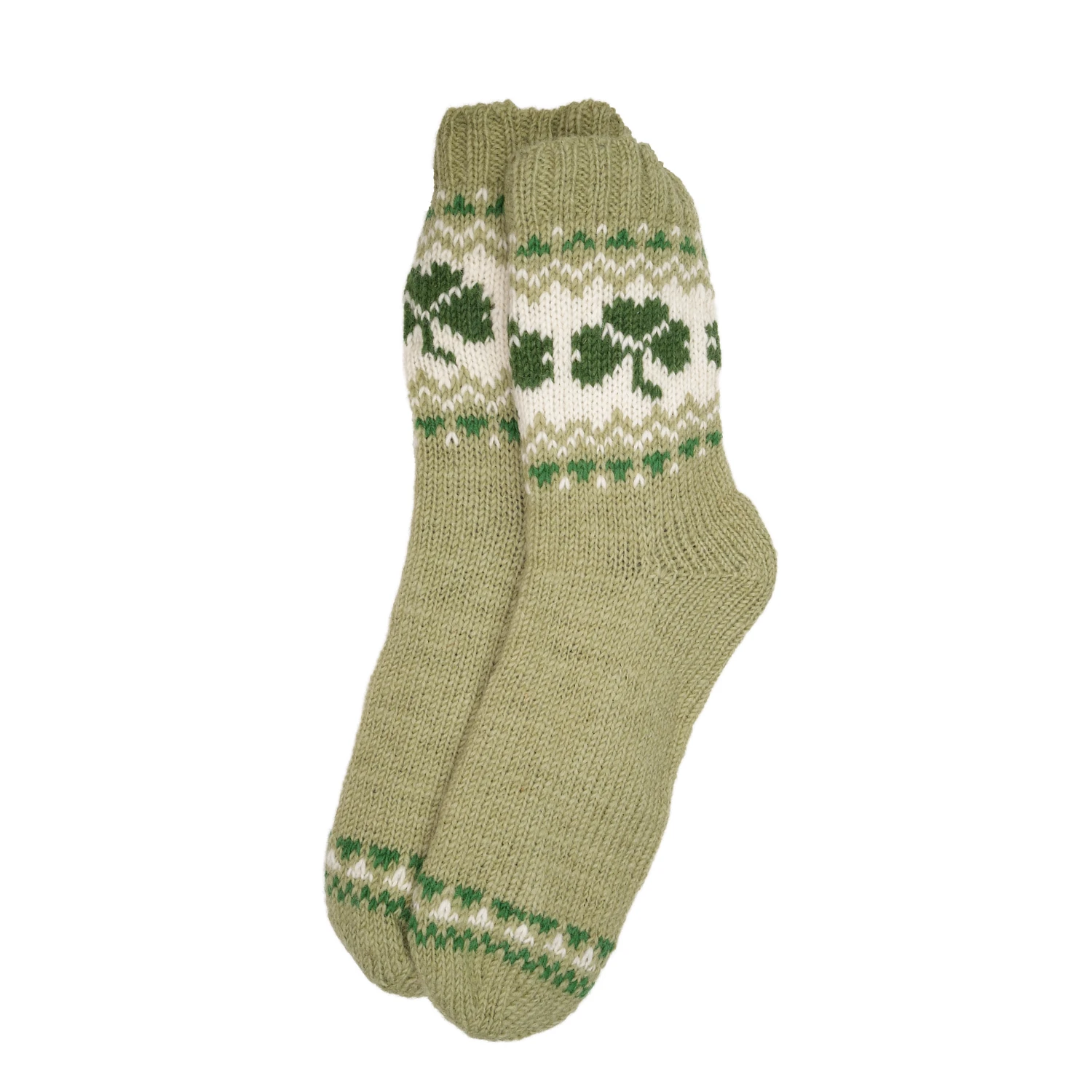 Pure Wool Warm Men's Winter Socks Fleece Lined Shamrock Design PNSK003 Fine Knit - Image 2